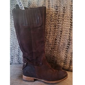 Alberto Fermani Suede Tall Flat Boot in Brown sz 8.5